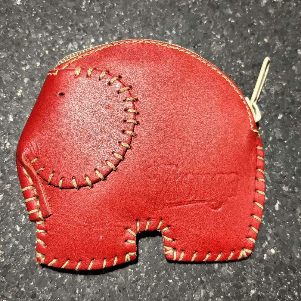 Tsonga Red Elephant Leather Coin Purse